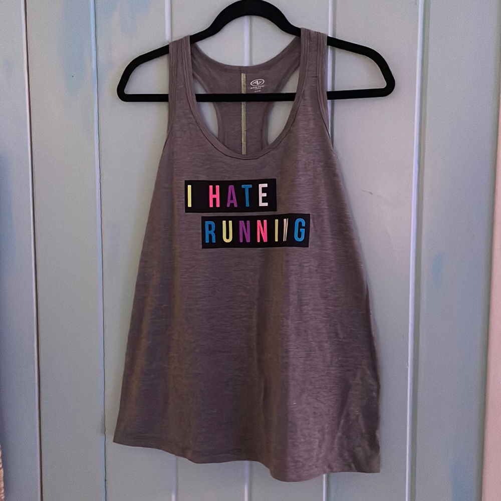Athletic Works I HATE RUNNING tank M (8-10) grey